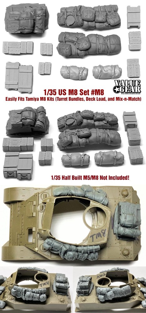 1/35 Scale US Army M8 Howitzer Stowage Set Fits Tamiya Kit – Value Gear – Resin