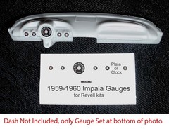 1959 – 1960 CHEVROLET IMPALA GAUGE FACES for 1/25 REVELL MONOGRAM kits—PLS READ