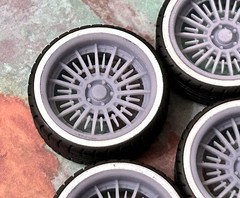 Resin 22 In. “Amer.Racing Windsor” Wheels, W/One In. Whitewalls,1/24 1/25 Scale