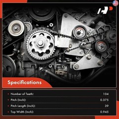 A-Premium Engine Timing Belt Compatible with Honda Civic 1992-2000 1.6L, Civic