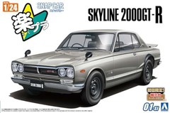 Aoshima 1/24 KPGC10 Skyline 2000GT-R 1970 Silver Snap Car Pre Colored JAPAN NEW