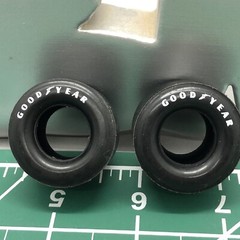 2) MPC Goodyear Pad Printed Drag SLICKS 1.250OD .660W 1:25 LBR Model Parts