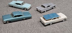 Lot Of 4 VTG Model Cars Promo Screw Bottom Thunderbird 60 Chevy wagon Mercury