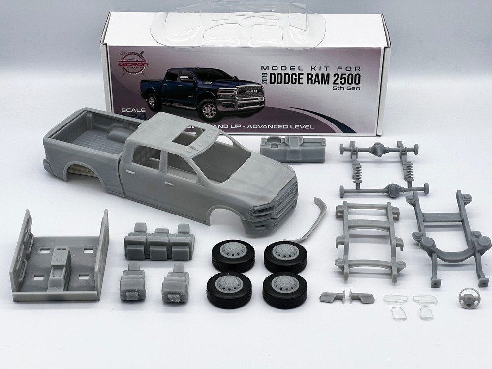 1:25 RAM 2500 5th Gen 2019 Resin Model Kit Clear Parts Rubber Tires and Decals