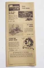 Monogram Hobby Model Kit Catalog Ephemera Vintage 1960s Chevrolet Engine UNUSED