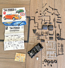 Vintage 1970s AMT ’36 Ford Coupe Model Kit #A136 (Partial Build) +FAST SHIPPING!
