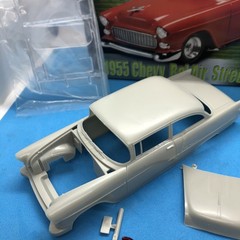 55 Chevy Bel Air Hard BODY W GLASS Slot Car? Grey Plastic 1:25 LBR Model Parts
