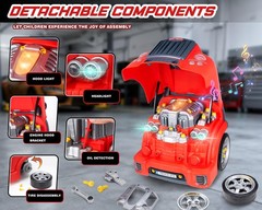 Interactive Truck Engine Toy with Removable Parts – Lights, Large, Red