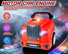 Interactive Truck Engine Toy with Removable Parts – Lights, Large, Red