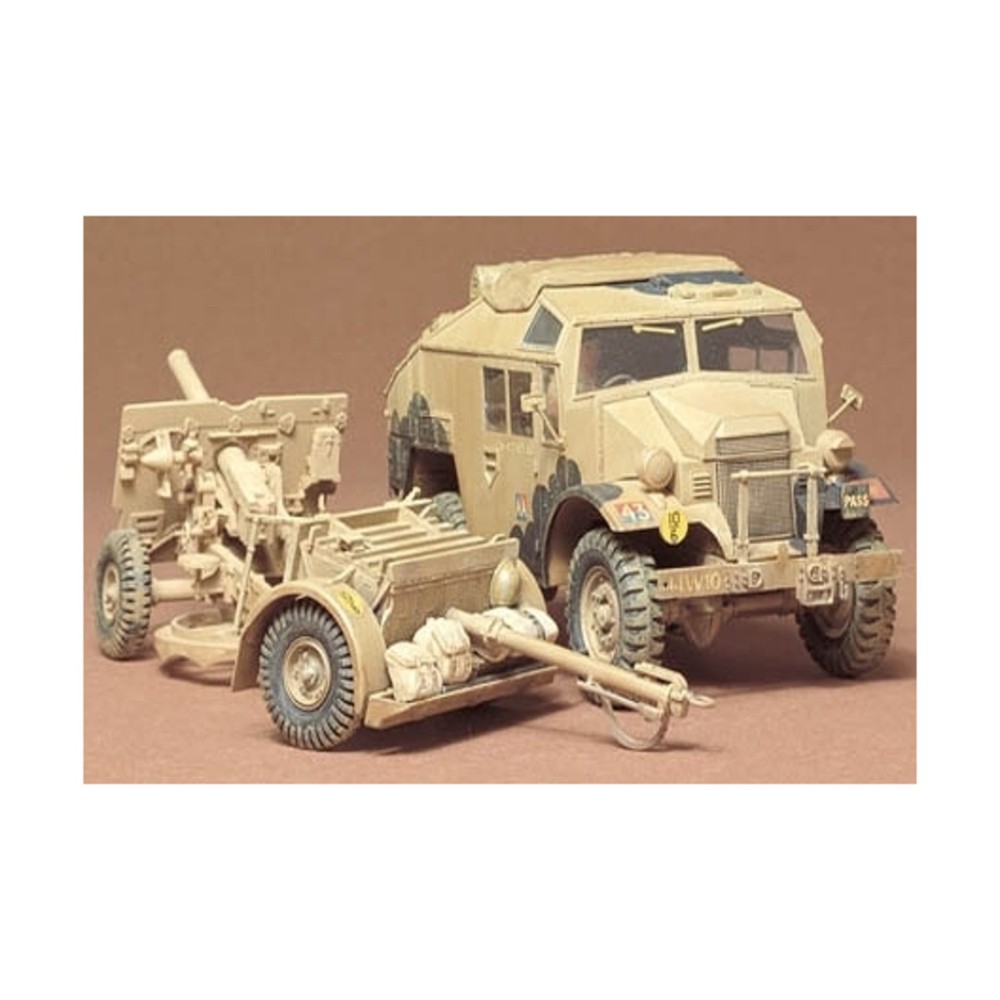 TAMIYA Military Mod British 25 Pndr Field Gun & Quad Gun Tractor (Ca SW (New)
