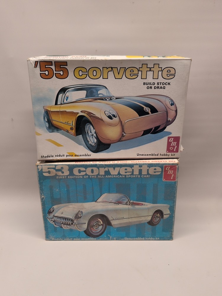 Lot(2) AMT Corvette Kits T310 1953 & T287 1955 Stock Or Custom Kits New Open Box