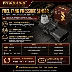 Fuel Tank Pressure Sensor 3-Pin Compatible with Select Chevy Silverado 16238399