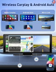 Wireless Apple Carplay Screen for Car, 10.26″ HD Touchscreen Portable Android