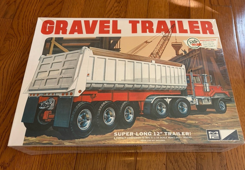 MPC Gravel Trailer Super-Long 12″ 1/25 Scale Model Kit Dump MPC823 NEW SEALED