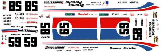 #59 OR #58 BRUMOS PORSCHE IMSA 1/25th – 1/24th Scale Waterslide Decals