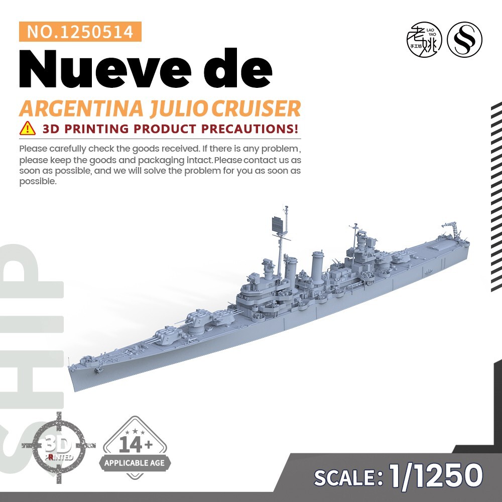 SSC1250514 1/1250 Military Model Kit Argentina Nueve de Julio Cruiser