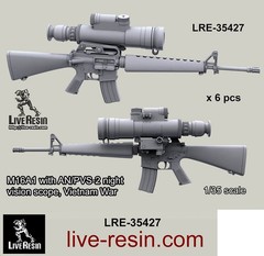 Live Resin 1/35 Vietnam War M16A1 with AN/PVS-2 Night Vision Scope