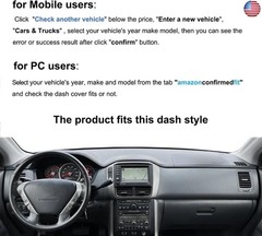 Dash Cover Mat Custom Fit for Honda Pilot Dashboard Cover Cap Pad Carpet