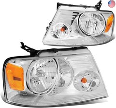 DNA MOTORING HL-OH-F1504-CH-AM Chrome Amber Headlights Replacement Compatible