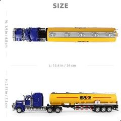 1/50 Scale Long-Nose Tanker Semi Truck with Fuel Tank Trailer Die-Cast Alloy Mod