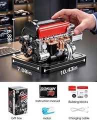 4-Cylinder Engine Model Kit for Adults, 918PCS Mini Working Model | with Moving