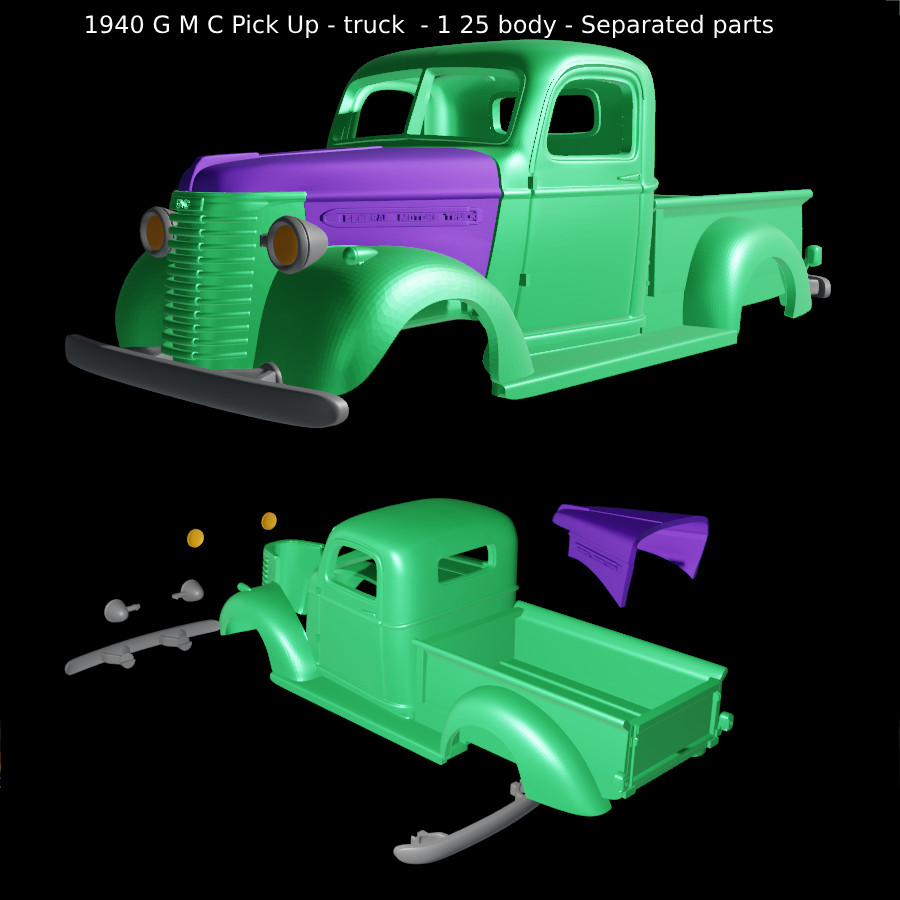 1:25-1:24 Scale 1940 GMC Pickup Body Only
