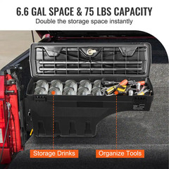 Driver Side Truck Tool Box in ABS 28 In., 6.6 Gal. Truck Bed Box with Password P