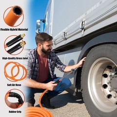 Aquilaplain 50ft Truck Air Hose Tire Inflator Glad Hand 3/8in Hybrid 300PSI Heav
