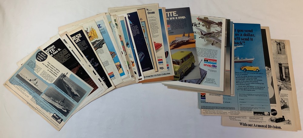 1970s MONOGRAM model/hobby kit ad lot/collection ~ lot of 43 ads