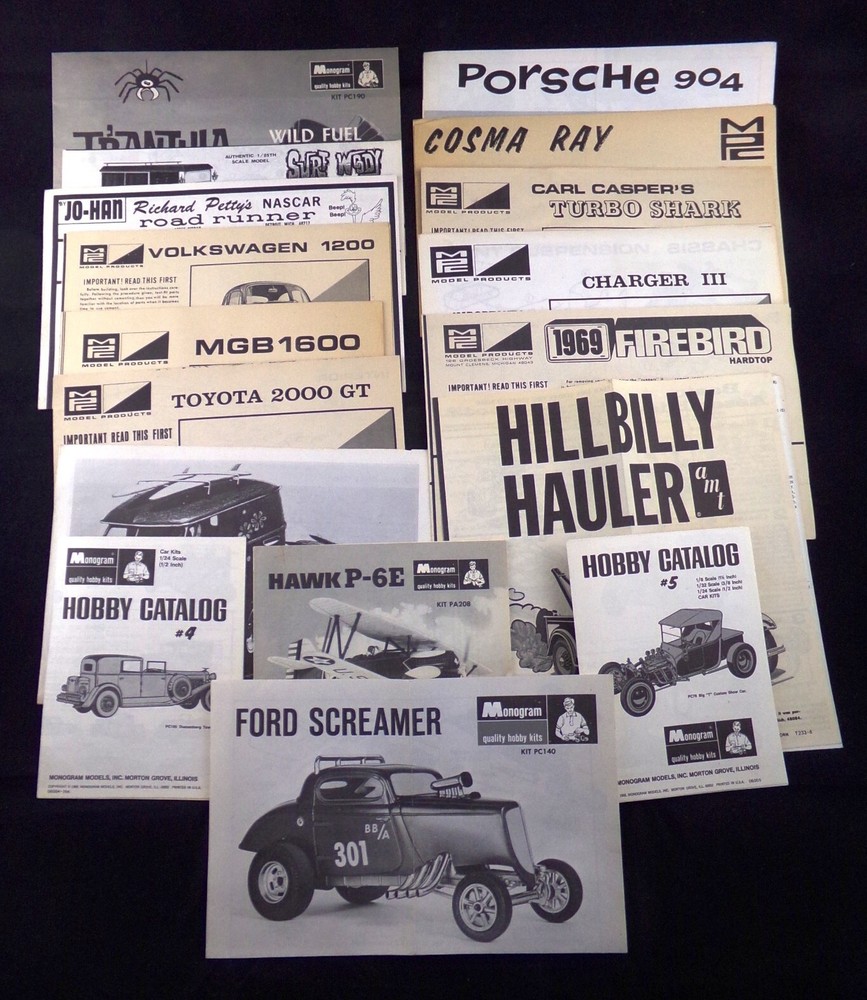 Vintage Model Car Junkyard lot instruction MANUALS AMT Monogram MPC TRANTULA