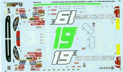 Slixx 1666 #19 Dodge 2001-Casey Atwood 1/24 Nascar decal