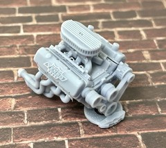 Resin “Big Block Yenko” engine W/Dual Carbs for scale model cars, 1/24 1/25