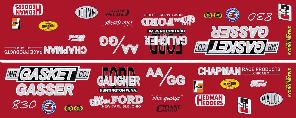 Ohio George Mr. Gasket Mustang Gasser 1/24th – 1/25th Scale Decals NHRA DRAG