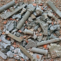 Painted Diorama 1/35 Building Ruins Rubble Bricks Base Military Scene Prop Model