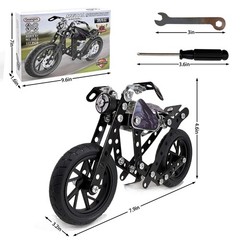 Metal Model Motorcycle Kits – 117 Pcs Erector Sets for Boys Age Medium, Black
