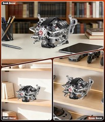 Fully Functional 770 PCS V8 Engine Model Kit with Lights & Instruction Manual