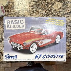 Revell ’57 Corvette 1:24 Scale Plastic Model Kit Molded in Red Silver Color