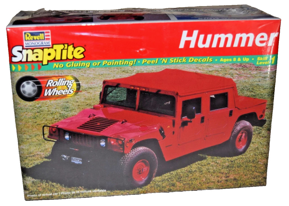 VINTAGE 1998 REVELL MONOGRAM SNAPTITE 1:25 SCALE ” HUMMER ” PLASTIC KIT 85-1907