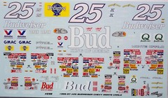 NASCAR DECAL #25 BUDWEISER 1995 MONTE CARLO KEN SHRADER 1/24 POWERSLIDE #238