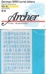 Archer Transfers German Turret Letter Blue w/ White 72