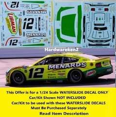 NASCAR DECAL #12 MENARDS LIBMAN 2025 FORD MUSTANG R BLANEY 1/24 NEW HAMPSHIRE