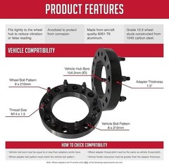 Wheel Accessories Parts 2 Pcs Wheel Spacers Adapters 8 on 210mm 8x210mm 1.50 Inc