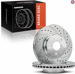A-Premium 10.89 inch (276.50mm) Front Drilled and Slotted Disc Brake Rotors