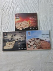 Three DIY Kits, Military Series Vehicles, Build It Yourself, Wood, NEW
