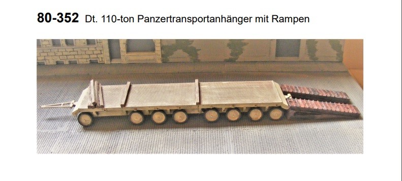 MGM 080-352 1/72 Resin WWII German 110 Ton Tank Transport Trailer with Ramps