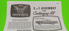 AMT 1959 Chrysler Imperial 1/25 Instruction Sheet Model Car