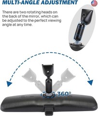 JOYTUTUS Rear View Mirror, Interior rearview mirror Kit, Anti-glare, Universal