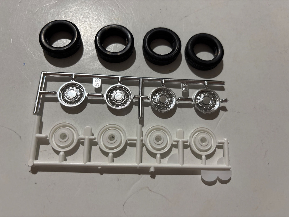 Model Car Parts – Monogram 1969 Ford Talladega Wheels Tires & Backs ONLY 1/24