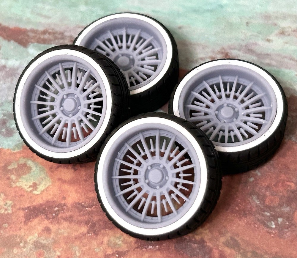 Resin 22 In. “Amer.Racing Windsor” Wheels, W/One In. Whitewalls,1/24 1/25 Scale