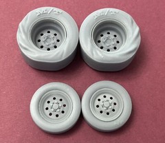 1/24 Scale: 17/15-inch “Weld Draglite” Wheels W/Wrinkled Drag Slicks; Resin, 3D